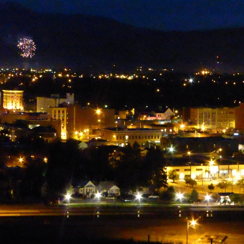 4th of July celebrations as seen from the hills around Missoula